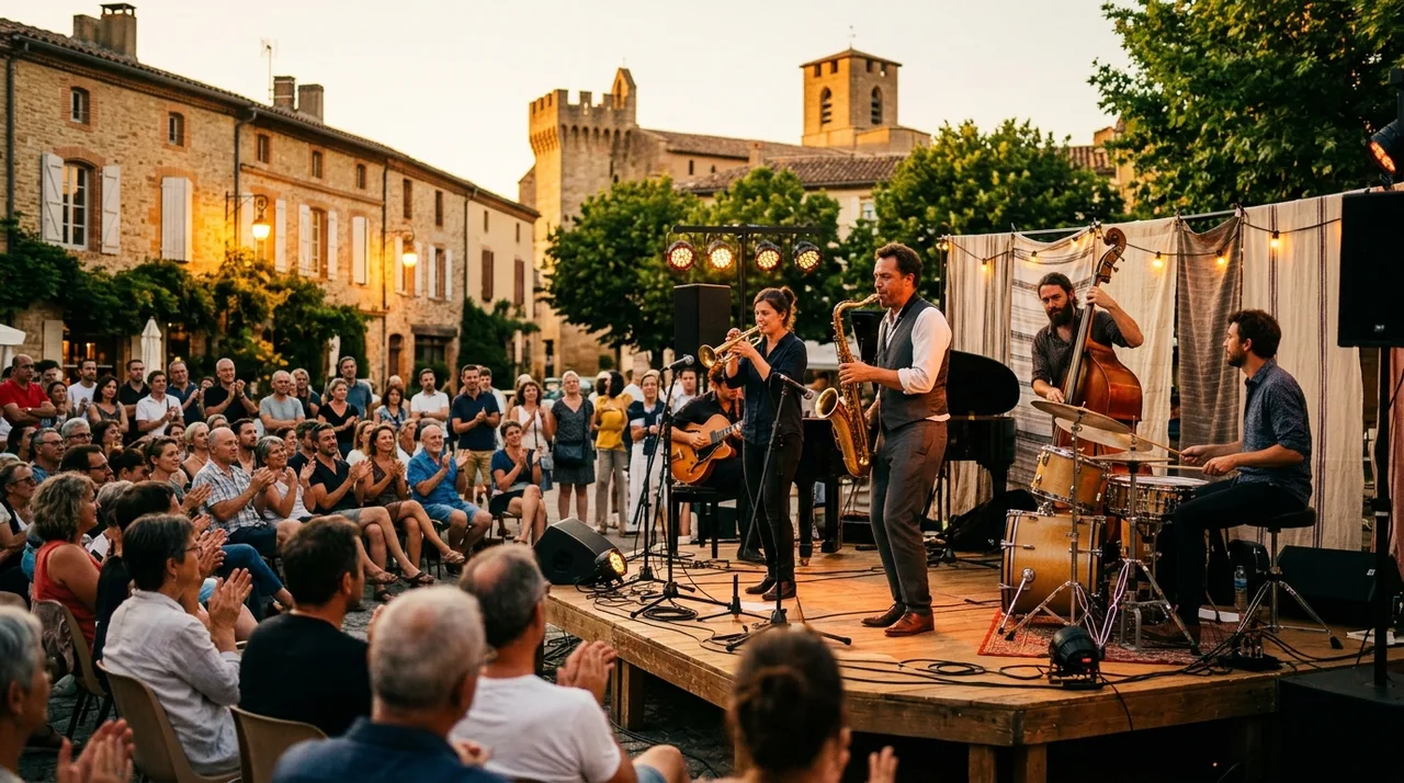 Spectacle vivant et concert public organisé par l'Association Jazzelle en plein air